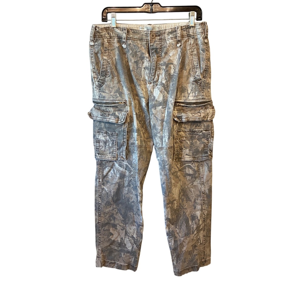 Y2K Hollister Real Tree Camo Cargo Pants Mens Size 32x32 Grey Blokecore Grunge